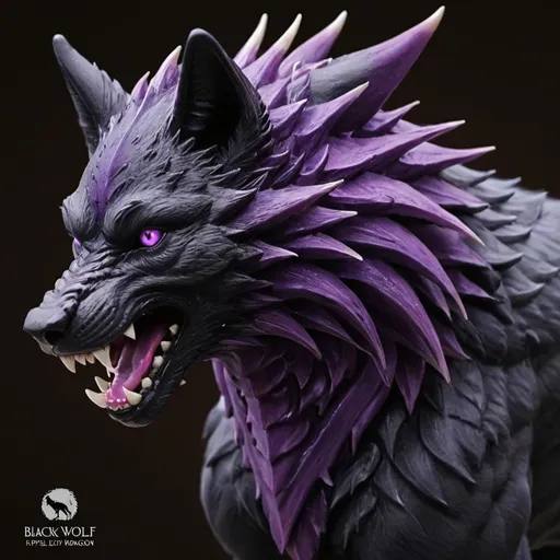 Prompt: Black wolf Purple Dragon Hybrid 