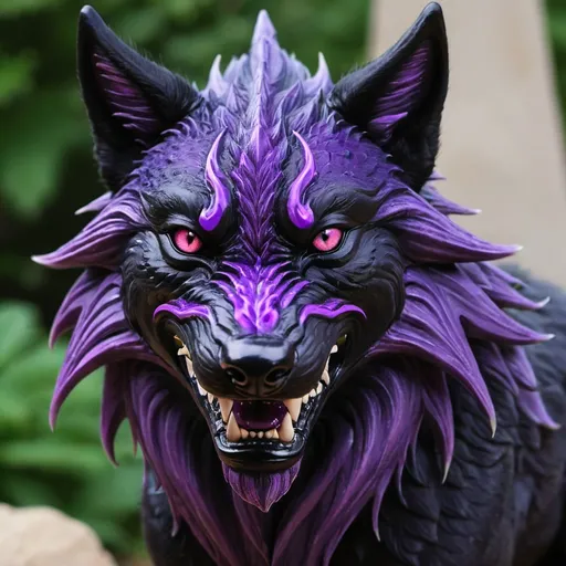 Prompt: Black wolf Purple Dragon Hybrid 