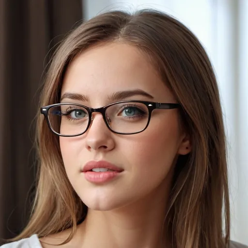 Prompt: Beautiful girl with glasses