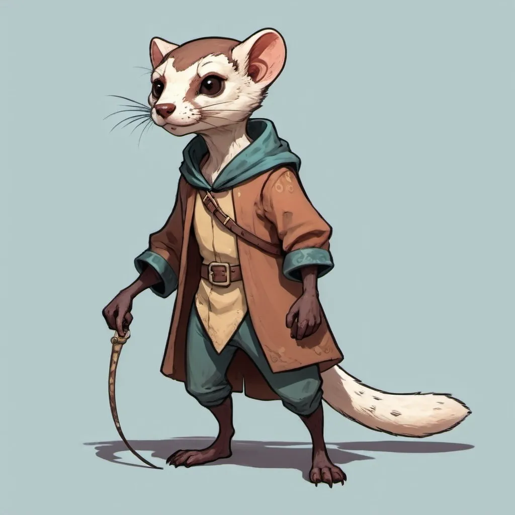 Prompt: A stoat humanoid race 