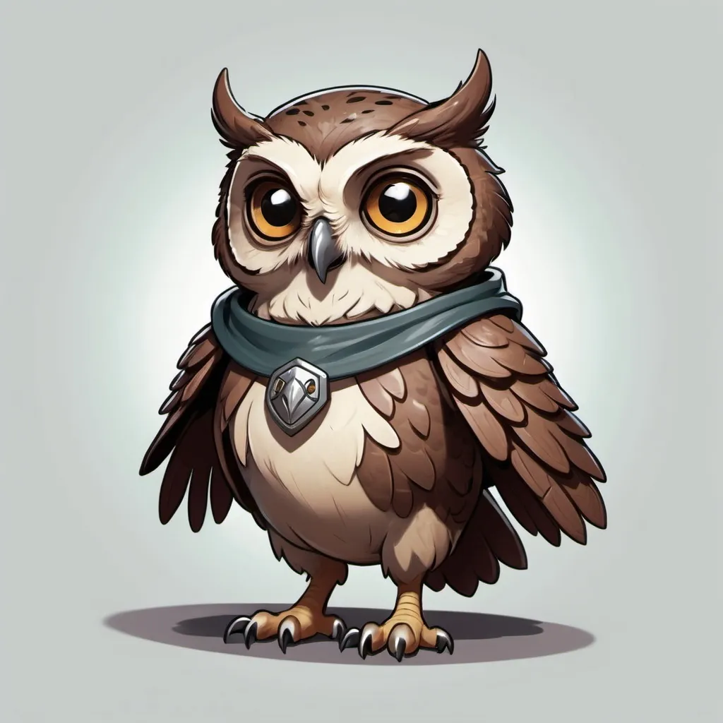 Prompt: A small owl humanoid character for a dnd campaign in a world habitated by animal with human features, in a cartoon style 