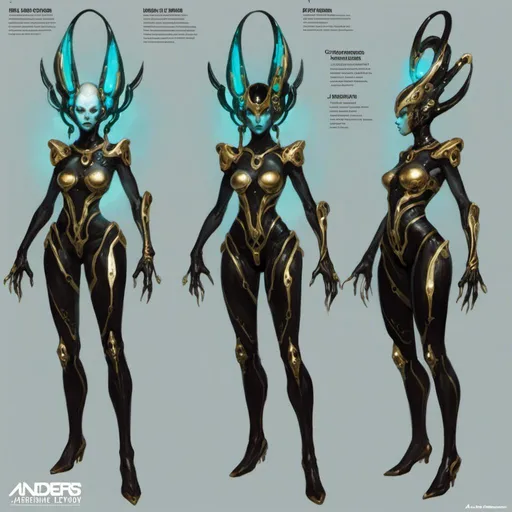 Prompt: A turnaround  reference sheet for the concept  character design of 

an ominous  and gloomy  <mymodel>  alien warframe with cyan circuitry carvings glowing in the darkness

, a  stunning Giger's sci-fi masterpiece by Anders  Zorn and Joseph Christian Leyendecker 

, neat and clear  tangents  full of negative space