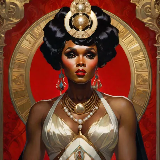 Prompt: A beautiful close-up portrait 

of the curvy and lustful Janelle Monae 

as an  ominous fierceful holy goddess

, a stunning Alphonse Mucha's masterpiece in <mymodel> barroque rococo artstyle by Anders Zorn and Joseph Christian Leyendecker

, neat and clear tangents full of negative space 

, a dramatic lighting with detailed shadows and highlights enhancing depth of perspective and 3D volumetric drawing

, a  vibrant and colorful high quality digital  painting in HDR