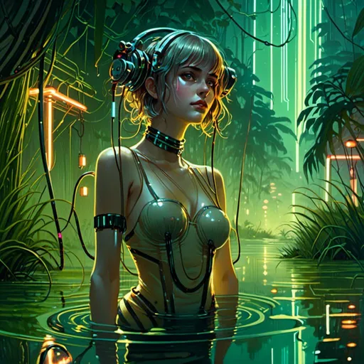 Prompt: A <mymodel> landscape artwork of ominous and gloomy 

jungle

full of hanging hoses and  multicolored neon circuit board patterns glowing in the darkness

of a flooded swamp

, a stunning Alphonse Mucha's masterpiece in  sci-fi retro-futuristic art deco artstyle by Anders Zorn and Joseph Christian Leyendecker

, neat and clear tangents full of negative space 

, a dramatic lighting with detailed shadows and highlights enhancing depth of perspective and 3D volumetric drawing

, a  vibrant and colorful high quality digital  painting in HDR