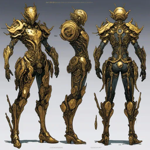 Prompt: A  <mymodel>  
turnaround reference sheet for the concept  character design of 

a warframe cyborg full of  golden circuit board lanes

, a stunning Yoshitaka  Amano's masterpiece by Katsuya  Terada and Masamune Shirow

, a dramatic lighting with detailed shadows and highlights enhancing depth of perspective and 3D volumetric drawing

, a  vibrant and colorful high quality digital  painting in HDR