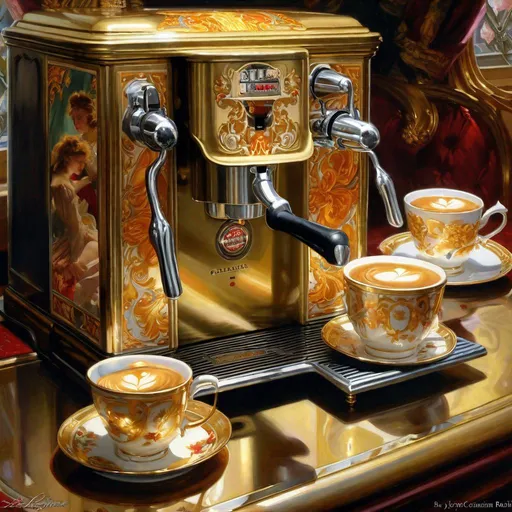 Prompt: A holy coffee machine

, a stunning Donato Giancola's masterpiece in <mymodel> barroque rococo artstyle by Anders Zorn and Joseph Christian Leyendecker

, neat and clear tangents full of negative space 

, a dramatic lighting with detailed shadows and highlights enhancing depth of perspective and 3D volumetric drawing

, a  vibrant and colorful high quality digital  painting in HDR