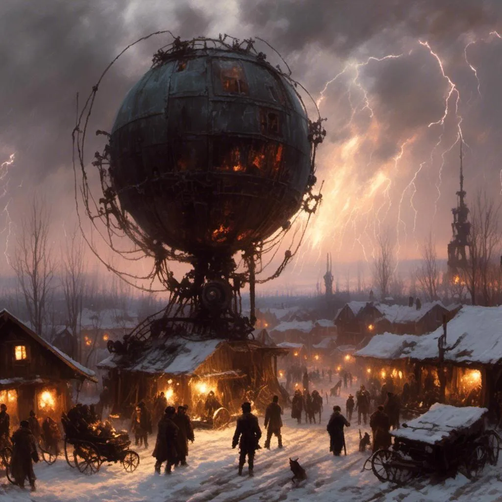 Prompt: A <mymodel> landscape picture 

of an ominous and gloomy 
plasma  ball releasing arcing lightnings 

in the darkness of  an eldritch junkyard

, a stunning Donato Giancola's masterpiece by Anders Zorn and  Joseph Christian Leyendecker