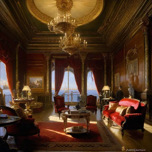 Prompt: An ominous and gloomy 

living room with view to the docks


, a stunning Donato Giancola's masterpiece in <mymodel> barroque rococo artstyle by Anders Zorn and Joseph Christian Leyendecker

, neat and clear tangents full of negative space 

, a dramatic lighting with detailed shadows and highlights enhancing depth of perspective and 3D volumetric drawing

, a  vibrant and colorful high quality digital  painting in HDR