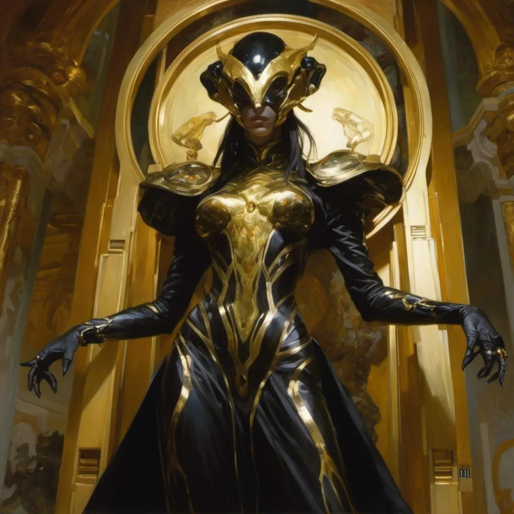 Prompt: An ominous  and gloomy  <mymodel> portrait of an  alien 
 warframe  glowing in the darkness

, a  stunning Donato Giancola's masterpiece by Anders  Zorn and Joseph Christian Leyendecker 

, neat and clear  tangents  full of negative space