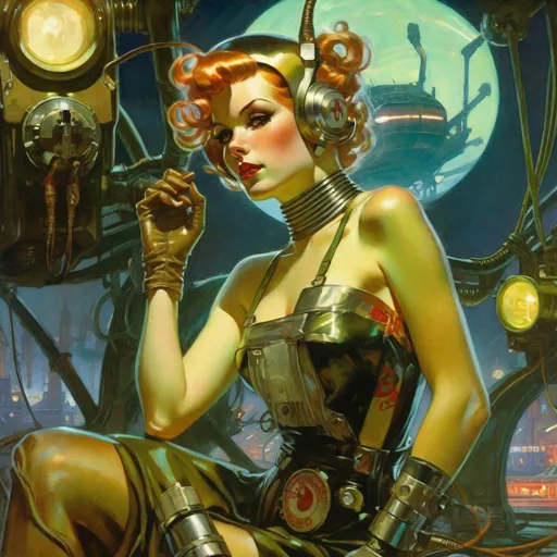 Prompt: An ominous and gloomy 

Atompunk pin-up
in the  middle of a doomed junkyard

full of hanging hoses and multicolored neon circuitry glowing in the  darkness

, a stunning Alphonse Mucha's masterpiece in <mymodel> sci-fi retro-futuristic  art deco artstyle by Anders Zorn and Joseph Christian Leyendecker

, neat and clear tangents full of negative space 

, a dramatic lighting with detailed shadows and highlights enhancing depth of perspective and 3D volumetric drawing

, a  vibrant and colorful high quality digital  painting in HDR