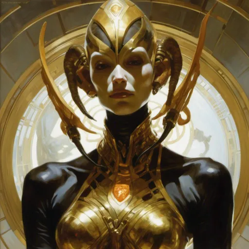 Prompt: An ominous  and gloomy  <mymodel> portrait of an  alien 
 warframe  glowing in the darkness

, a  stunning Donato Giancola's masterpiece by Anders  Zorn and Joseph Christian Leyendecker 

, neat and clear  tangents  full of negative space