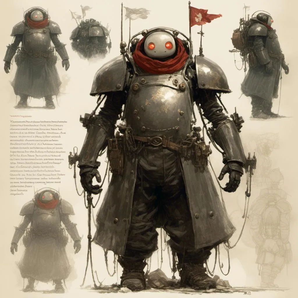 Prompt: A <mymodel> turnaround reference sheet for the concept character design of 

an ominous and gloomy baymax


, a stunning Alphonse Mucha's masterpiece by Anders Zorn and  Joseph Christian Leyendecker

, dramatic lighting  with detailed shadows and highlights increasing depth of perspective and 3D volumetric drawing 