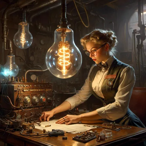 Prompt: The <mymodel> concept art

of an artificer's vintage dieselpunk power fist full of attached fuses with arcing lightnings and glass gauge  meters on the desk of a gloomy inventions workshop 


, a stunning Donato Giancola masterpiece in retro-futuristic dieselpunk artstyle by Anders Zorn and Joseph Christian Leyendecker 

, neat and clear tangents full of negative space 

, ominous dramatic lighting with macabre somber shadows and highlights enhancing depth of perspective and 3D volumetric drawing

, colorful vibrant painting in HDR with shiny shimmering reflections and intricate detailed ambient occlusion