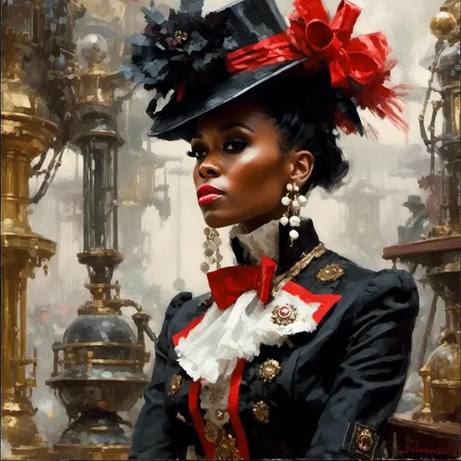 Prompt: A beutiful portrait of Janelle Monae in <mymodel> artstyle, a stunning Donato Giancola's masterpiece by Anders Zorn and  Joseph Christian Leyendecker
