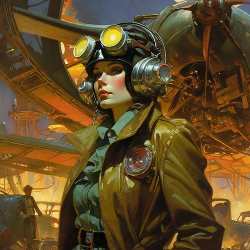 Prompt: An ominous and gloomy 

Atompunk Aviator
in the  middle of a doomed junkyard

full of hanging hoses and multicolored neon circuitry glowing in the  darkness

, a stunning Alphonse Mucha's masterpiece in <mymodel> sci-fi retro-futuristic  art deco artstyle by Anders Zorn and Joseph Christian Leyendecker

, neat and clear tangents full of negative space 

, a dramatic lighting with detailed shadows and highlights enhancing depth of perspective and 3D volumetric drawing

, a  vibrant and colorful high quality digital  painting in HDR