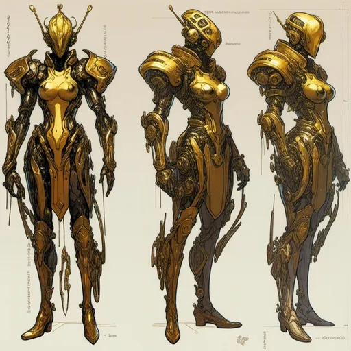 Prompt: A  <mymodel>  
turnaround reference sheet for the concept  character design of 

a warframe cyborg full of  golden circuit board lanes

, a stunning Yoshitaka  Amano's masterpiece by Katsuya  Terada and Masamune Shirow

, a dramatic lighting with detailed shadows and highlights enhancing depth of perspective and 3D volumetric drawing

, a  vibrant and colorful high quality digital  painting in HDR