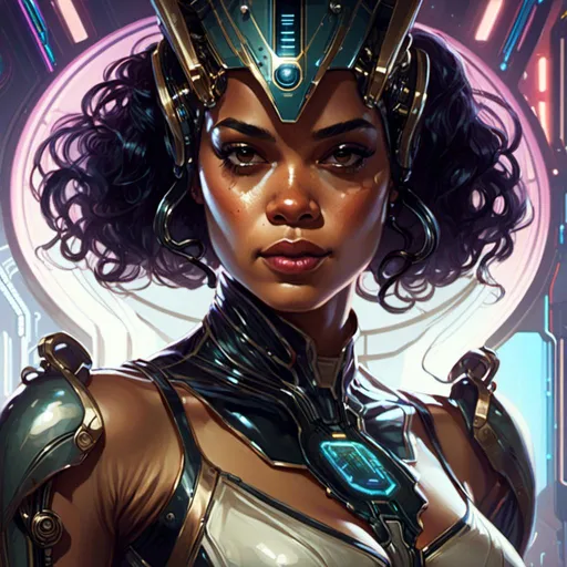 Prompt: A <mymodel> portrait artwork of the threatening  sinister
Tessa Thompson

as a gloomy alien warframe pin-up

, a stunning Alphonse Mucha's masterpiece in  sci-fi retro-futuristic art deco artstyle by Anders Zorn and Joseph Christian Leyendecker

, neat and clear tangents full of negative space 

, ominous dramatic lighting with detailed shadows and highlights enhancing depth of perspective and 3D volumetric drawing

, a  vibrant and colorful high quality digital  painting in HDR