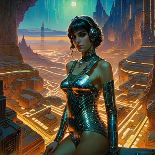 Prompt: A <mymodel> landscape artwork of the threatening  and somber princess of persia

in the middle  
of doomed badlands

full of multicolored neon circuit board patterns glowing in the darkness

, a stunning Donato Giancola's masterpiece in  sci-fi retro-futuristic art deco artstyle by Anders Zorn and Joseph Christian Leyendecker

, neat and clear tangents full of negative space 

, ominous dramatic lighting with detailed shadows and highlights enhancing depth of perspective and 3D volumetric drawing

, a  vibrant and colorful high quality digital  painting in HDR