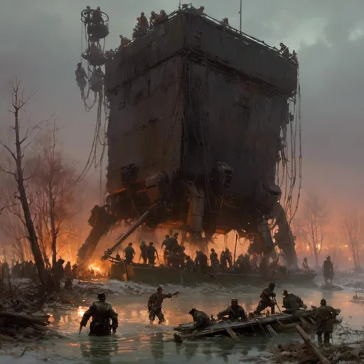 Prompt: An ominous and gloomy 

towering mechanical monolith

glowing in the darkness 

of a doomed flooded mangroove
full of scattered hoses



, a stunning Jakub Rozalski's masterpiece in <mymodel> sci-fi retro-futuristic  dieselpink artstyle by Anders Zorn and Joseph Christian Leyendecker

, neat and clear tangents full of negative space 

, a dramatic lighting with detailed shadows and highlights enhancing depth of perspective and 3D volumetric drawing

, a  vibrant and colorful high quality digital  painting in HDR