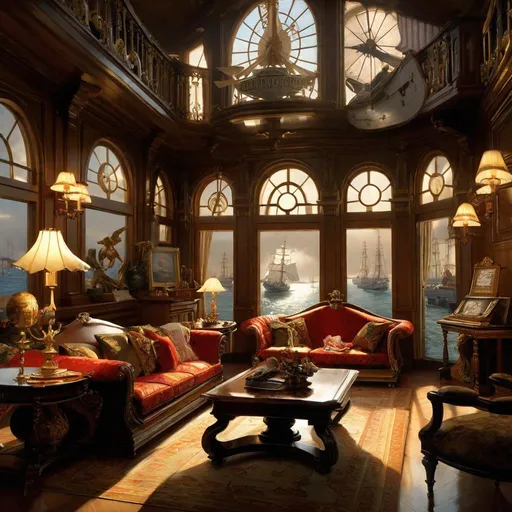 Prompt: An ominous and gloomy 

nautical living room with view to the docks


, a stunning Donato Giancola's masterpiece in <mymodel> barroque rococo artstyle by Anders Zorn and Joseph Christian Leyendecker

, neat and clear tangents full of negative space 

, a dramatic lighting with detailed shadows and highlights enhancing depth of perspective and 3D volumetric drawing

, a  vibrant and colorful high quality digital  painting in HDR