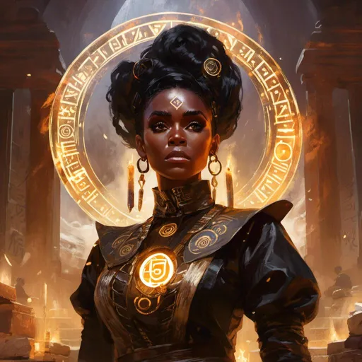 Prompt: A <mymodel> concept character design portrait of  Janelle  Monae with her face fully carved by glowing runes  and  glyphs shedding flaring volumetric light  shafts throughout the darkness of a  gloomy sanctuary  while making a serious angry face 

, a stunning Donato Giancola masterpiece in fantasy nouveau artstyle by Anders Zorn and Joseph Christian Leyendecker 

, neat and clear tangents full of negative space 

, ominous dramatic lighting with macabre somber shadows and highlights enhancing depth of perspective and 3D volumetric drawing

, colorful vibrant painting in HDR with shiny shimmering reflections and intricate detailed ambient occlusion
