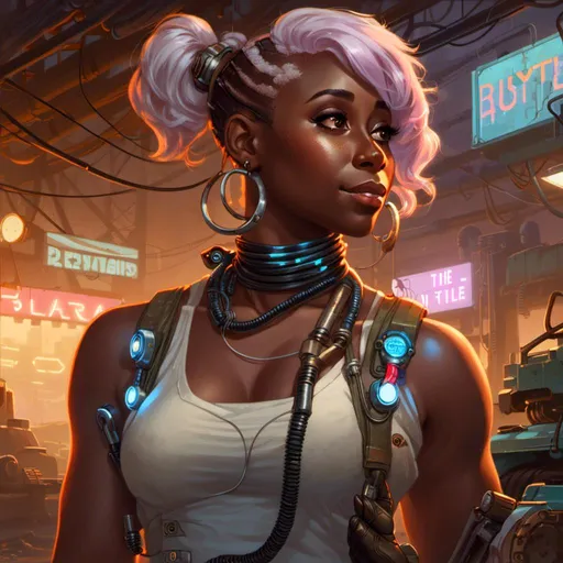 Prompt: A <mymodel> portrait artwork of 
Cynthia Erivo

as a nerdy and muscly atompunk mechanic pin-up 

in the middle of a gloomy jukyard scrapyard 

full of multicolored neon circuitry glowing in the   darkness

, a stunning Alphonse Mucha's masterpiece in  sci-fi retro-futuristic art deco artstyle by Anders Zorn and Joseph Christian Leyendecker

, neat and clear tangents full of negative space 

, ominous dramatic lighting with detailed shadows and highlights enhancing depth of perspective and 3D volumetric drawing

, a  vibrant and colorful high quality digital  painting in HDR