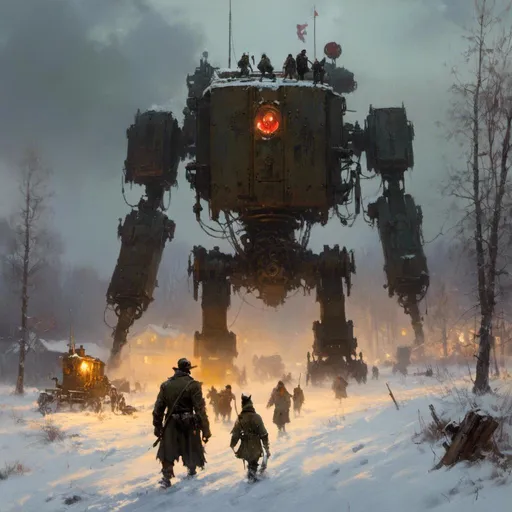 Prompt: An ominous and gloomy 

towering mechanical monolith

glowing in the darkness 

of a doomed snowy thundra 



, a stunning Jakub Rozalski's masterpiece in <mymodel> sci-fi retro-futuristic  dieselpink artstyle by Anders Zorn and Joseph Christian Leyendecker

, neat and clear tangents full of negative space 

, a dramatic lighting with detailed shadows and highlights enhancing depth of perspective and 3D volumetric drawing

, a  vibrant and colorful high quality digital  painting in HDR