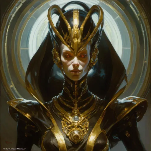 Prompt: An ominous  and gloomy  <mymodel> portrait of an  alien 
 warframe  glowing in the darkness

, a  stunning Donato Giancola's masterpiece by Anders  Zorn and Joseph Christian Leyendecker 

, neat and clear  tangents  full of negative space