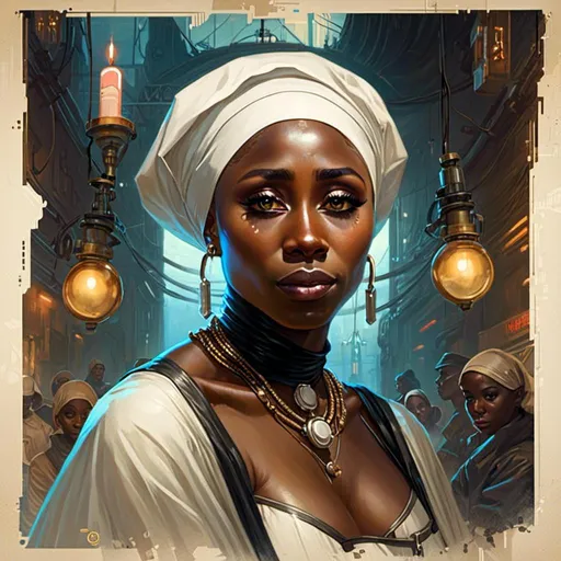 Prompt: A beautiful <mymodel>  portrait of 
the gloomy threatening 
Cynthia Erivo

as an african pin-up nun 

in the middle of a doomed sinister wasteland full of neon circuitry  glowing in the darkness 

, a stunning Alphonse  Mucha's masterpiece in vintage retro-futuristic art deco artstyle by Anders Zorn and Joseph Christian Leyendecker

, neat and clear tangents full of negative space 

, ominous dramatic lighting with detailed shadows and highlights enhancing depth of perspective and 3D volumetric drawing

, a  vibrant and colorful high quality digital  painting in HDR