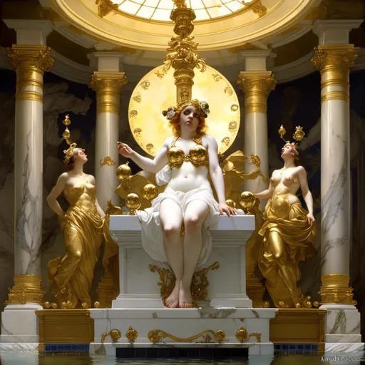 Prompt: An ominous and gloomy 

white marble monolith 
full of golden ornaments
with saphires glowing in the darkness 

of a flooded mangroove 

, a stunning Alphonse Mucha's masterpiece in <mymodel> barroque rococo artstyle by Anders Zorn and Joseph Christian Leyendecker

, neat and clear tangents full of negative space 

, a dramatic lighting with detailed shadows and highlights enhancing depth of perspective and 3D volumetric drawing

, a  vibrant and colorful high quality digital  painting in HDR