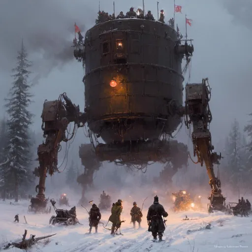 Prompt: An ominous and gloomy 

mecanical monolith

in the middle of 
a doomed snowy thundra 

full of scattered hoses 
and lamps glowing in the darkness 

, a stunning Jakub Rozalski's masterpiece in <mymodel> sci-fi retro-futuristic  dieselpink artstyle by Anders Zorn and Joseph Christian Leyendecker

, neat and clear tangents full of negative space 

, a dramatic lighting with detailed shadows and highlights enhancing depth of perspective and 3D volumetric drawing

, a  vibrant and colorful high quality digital  painting in HDR