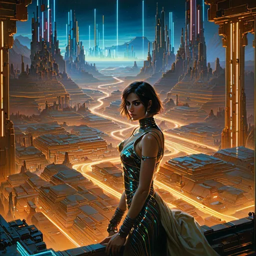 Prompt: A <mymodel> landscape artwork of the threatening  and somber princess of persia

in the middle  
of doomed badlands

full of multicolored neon circuit board patterns glowing in the darkness

, a stunning Donato Giancola's masterpiece in  sci-fi retro-futuristic art deco artstyle by Anders Zorn and Joseph Christian Leyendecker

, neat and clear tangents full of negative space 

, ominous dramatic lighting with detailed shadows and highlights enhancing depth of perspective and 3D volumetric drawing

, a  vibrant and colorful high quality digital  painting in HDR