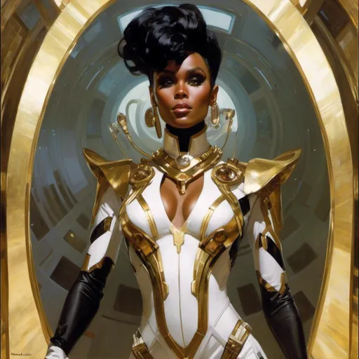 Prompt: A beautiful <mymodel> portrait of the ominous  and gloomy janelle monae as a curvy  and lustful sci-fi warframe glowing in the darkness

, a  stunning Donato Giancola's masterpiece by Anders  Zorn and Joseph Christian Leyendecker 

, neat and clear  tangents  full of negative space