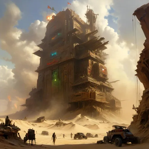 Prompt: A <mymodel> concept environment art landscape of 

the threatening sinister 
monolith ark

full of multicolored circuitry carvings 

shedding flaring volumetric light shafts throughout the darkness of

gloomy wasteland dunes engulfed by a sandstorm

, a stunning John Avon masterpiece in post-apocalyptic sci-fi dieselpunk artstyle by Anders Zorn and Joseph Christian Leyendecker 

, neat and clear tangents full of negative space 

, ominous dramatic lighting with detailed shadows and highlights enhancing depth of perspective and 3D volumetric drawing

, colorful vibrant painting in HDR with shiny shimmering reflections