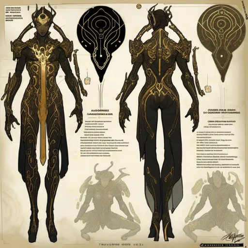 Prompt: A  <mymodel>  
turnaround reference sheet for the concept  character design of 

an ominous and  gloomy  warframe cyborg 

full of carved circuit board lanes glowing  in the  darkness 

, a stunning Donato Giancola's masterpiece by Alphonse Mucha and Victo Ngai

, a dramatic lighting with detailed shadows and highlights enhancing depth of perspective and 3D volumetric drawing

, a  vibrant and colorful high quality digital  painting in HDR