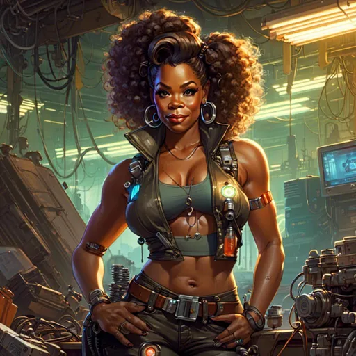 Prompt: A <mymodel> portrait artwork of 
Oprah Winfrey

as a muscly stompunk mechanic pin-up 

in the middle of a gloomy jukyard scrapyard full of multicolored neon circuitry glowing in the   darkness

, a stunning Alphonse Mucha's masterpiece in  sci-fi retro-futuristic art deco artstyle by Anders Zorn and Joseph Christian Leyendecker

, neat and clear tangents full of negative space 

, ominous dramatic lighting with detailed shadows and highlights enhancing depth of perspective and 3D volumetric drawing

, a  vibrant and colorful high quality digital  painting in HDR