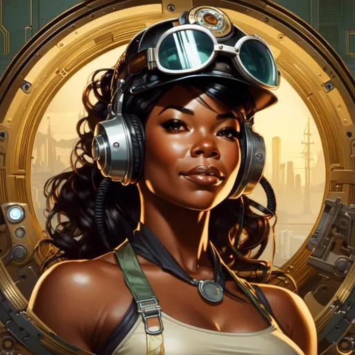 Prompt: A <mymodel> portrait artwork of 

Gabrielle Union

as a muscly stompunk mechanic pin-up 


, a stunning Alphonse Mucha's masterpiece in  sci-fi retro-futuristic art deco artstyle by Anders Zorn and Joseph Christian Leyendecker

, neat and clear tangents full of negative space 

, ominous dramatic lighting with detailed shadows and highlights enhancing depth of perspective and 3D volumetric drawing

, a  vibrant and colorful high quality digital  painting in HDR