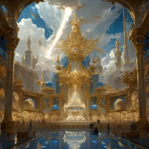 Prompt: A <mymodel> a concept environment art landscape 

of a gloomy and somber plaza

with a lustrous towering divine monolith ark made of white and blue marble full of golden ornaments 

with it's reflections shedding flaring volumetric light shafts throughout the darkness 

of a threatening sinister utopian metropolis paradise 

engulfed by a lightning rainstorm

, a stunning Alphonse  Mucha masterpiece in vintage art deco brutalism artstyle by Anders Zorn and Joseph Christian Leyendecker 

, neat and clear tangents full of negative space 

, ominous dramatic lighting with macabre somber shadows and highlights enhancing depth of perspective and 3D volumetric drawing

, colorful vibrant painting in HDR with shiny shimmering reflections and intricate detailed ambient occlusion