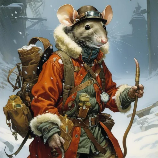 A medieval anthropomorphic Mouse tinker...