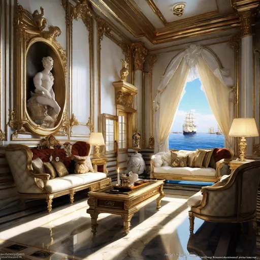 Prompt: An ominous and gloomy 

nautical white marble living room with view to the docks


, a stunning Donato Giancola's masterpiece in <mymodel> barroque rococo artstyle by Anders Zorn and Joseph Christian Leyendecker

, neat and clear tangents full of negative space 

, a dramatic lighting with detailed shadows and highlights enhancing depth of perspective and 3D volumetric drawing

, a  vibrant and colorful high quality digital  painting in HDR