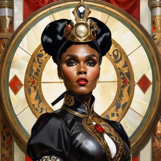 Prompt: A beautiful close-up portrait 

of the curvy and lustful Janelle Monae 

dressed  as a  ominous fierceful paladin crusder of  the holy church


, a stunning Alphonse Mucha's masterpiece in <mymodel> barroque rococo artstyle by Anders Zorn and Joseph Christian Leyendecker

, neat and clear tangents full of negative space 

, a dramatic lighting with detailed shadows and highlights enhancing depth of perspective and 3D volumetric drawing

, a  vibrant and colorful high quality digital  painting in HDR
