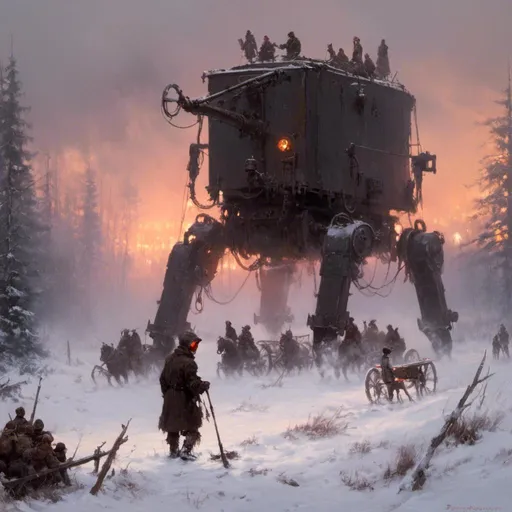 Prompt: An ominous and gloomy 

mecanical monolith

in the middle of 
a doomed snowy thundra 

full of scattered hoses 
and lamps glowing in the darkness 

, a stunning Jakub Rozalski's masterpiece in <mymodel> sci-fi retro-futuristic  dieselpink artstyle by Anders Zorn and Joseph Christian Leyendecker

, neat and clear tangents full of negative space 

, a dramatic lighting with detailed shadows and highlights enhancing depth of perspective and 3D volumetric drawing

, a  vibrant and colorful high quality digital  painting in HDR