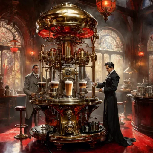 Prompt: Concept art illustration

of a beautiful luxurious 

coffee machine

, a stunning Luis Royo masterpiece in <mymodel> art deco horror artstyle by Anders Zorn and Joseph Christian Leyendecker 

, neat and clear tangents full of negative space 

, ominous dramatic lighting with detailed shadows and highlights enhancing depth of perspective and 3D volumetric drawing

, colorful vibrant painting in HDR