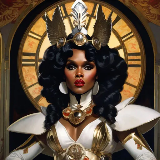 Prompt: A beautiful close-up portrait 

of the curvy and lustful Janelle Monae 

dressed  as a  ominous fierceful valkyrie


, a stunning Alphonse Mucha's masterpiece in <mymodel> barroque rococo artstyle by Anders Zorn and Joseph Christian Leyendecker

, neat and clear tangents full of negative space 

, a dramatic lighting with detailed shadows and highlights enhancing depth of perspective and 3D volumetric drawing

, a  vibrant and colorful high quality digital  painting in HDR