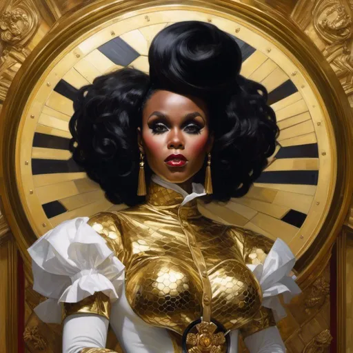 Prompt: A beautiful <mymodel> portrait of the ominous  and gloomy janelle monae as a curvy  and lustfull queen bee

, a  stunning Donato Giancola's masterpiece by Anders  Zorn and Joseph Christian Leyendecker 

, neat and clear  tangents  full of negative space