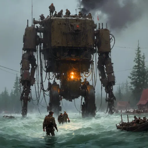 Prompt: An ominous and gloomy 

towering mechanical monolith

glowing in the darkness 

of a doomed flooded mangroove
full of hoses and cables



, a stunning Jakub Rozalski's masterpiece in <mymodel> sci-fi retro-futuristic  dieselpink artstyle by Anders Zorn and Joseph Christian Leyendecker

, neat and clear tangents full of negative space 

, a dramatic lighting with detailed shadows and highlights enhancing depth of perspective and 3D volumetric drawing

, a  vibrant and colorful high quality digital  painting in HDR