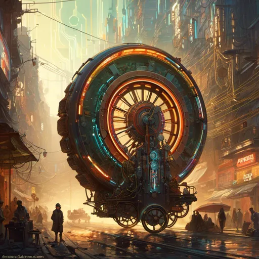 Prompt: A <mymodel> concept art illustration of a threatening luxurious monowheel fully carved by multicolored circuitry patterns shedding flaring volumetric light shafts throughout the darkness of a gloomy wasteland metropolis  full of scattered cables and hoses

, a stunning Alphonse mucha masterpiece in retro-futuristic sci-fi art deco artstyle by Anders Zorn and Joseph Christian Leyendecker 

, neat and clear tangents full of negative space 

, ominous dramatic lighting with detailed shadows and highlights enhancing depth of perspective and 3D volumetric drawing

, colorful vibrant painting in HDR with shiny shimmering reflections