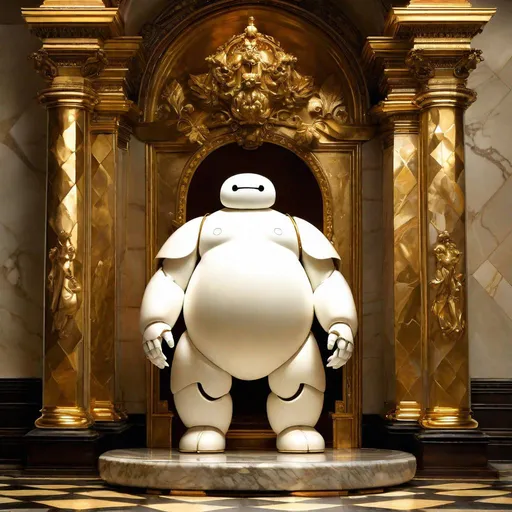 Prompt: A holy Baymax made of a golden wrought iron with white marble

, a stunning Donato Giancola's masterpiece in <mymodel> barroque rococo artstyle by Anders Zorn and Joseph Christian Leyendecker

, neat and clear tangents full of negative space 

, a dramatic lighting with detailed shadows and highlights enhancing depth of perspective and 3D volumetric drawing

, a  vibrant and colorful high quality digital  painting in HDR