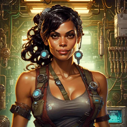 Prompt: A <mymodel> portrait artwork of 
Rosario Dawson

as a muscly stompunk mechanic pin-up 

in the middle of a gloomy jukyard 

full of multicolored circuit board patterns  glowing in the  darkness 


, a stunning Alphonse Mucha's masterpiece in  sci-fi retro-futuristic art deco artstyle by Anders Zorn and Joseph Christian Leyendecker

, neat and clear tangents full of negative space 

, ominous dramatic lighting with detailed shadows and highlights enhancing depth of perspective and 3D volumetric drawing

, a  vibrant and colorful high quality digital  painting in HDR