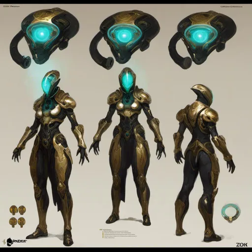 Prompt: A turnaround  reference sheet for the concept  character design of 

an ominous  and gloomy  <mymodel>  alien warframe with carved cyan circuitry glowing in the darkness

, a  stunning Peter Gric's sci-fi masterpiece by Anders  Zorn and Joseph Christian Leyendecker 

, neat and clear  tangents  full of negative space